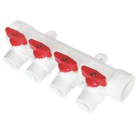 Полипропиленовый коллектор с кранами Ф40 4 выхода