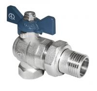 Кран шаровый 3/4 бабочка AQUALINK угловой с американкой