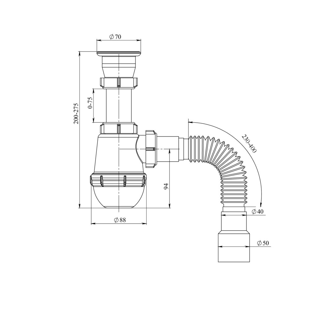 Сифон для мойки РМС СМ-02