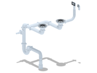 Сифон для двойной мойки 3 1/2 АниПласт LD0515SA15 с круглым/прямоугольным переливом