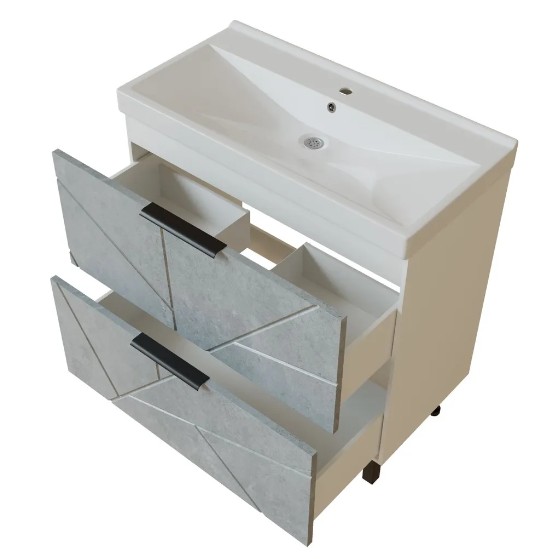 Тумба MIXLINE ГРАНД-80 Бетон с умывальником FEST-80