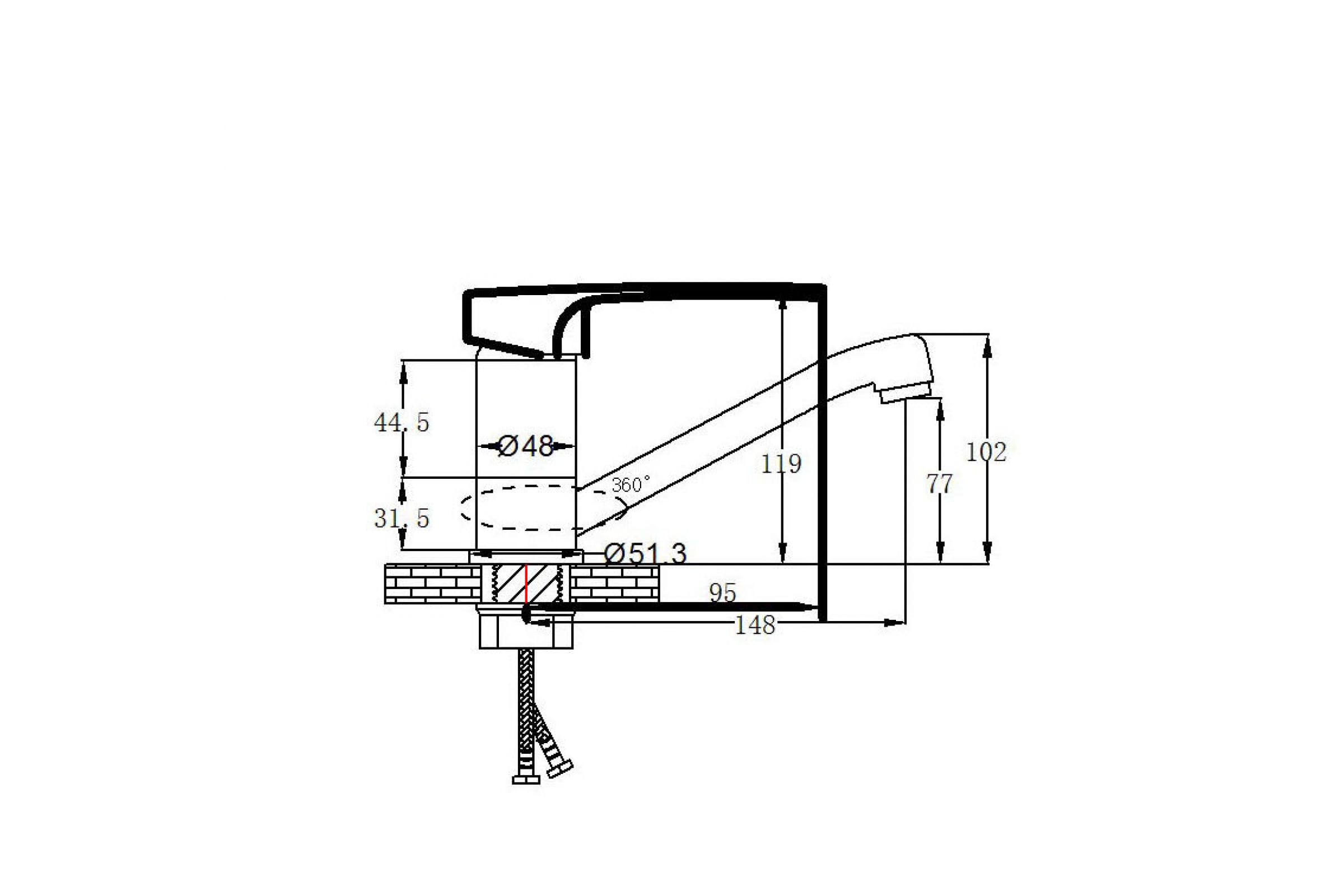 Смеситель для умывальника РМС SL52-004FB-15 