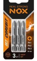 Биты крестообразные NOX SET 3шт PH1 PH2 PH3 50мм