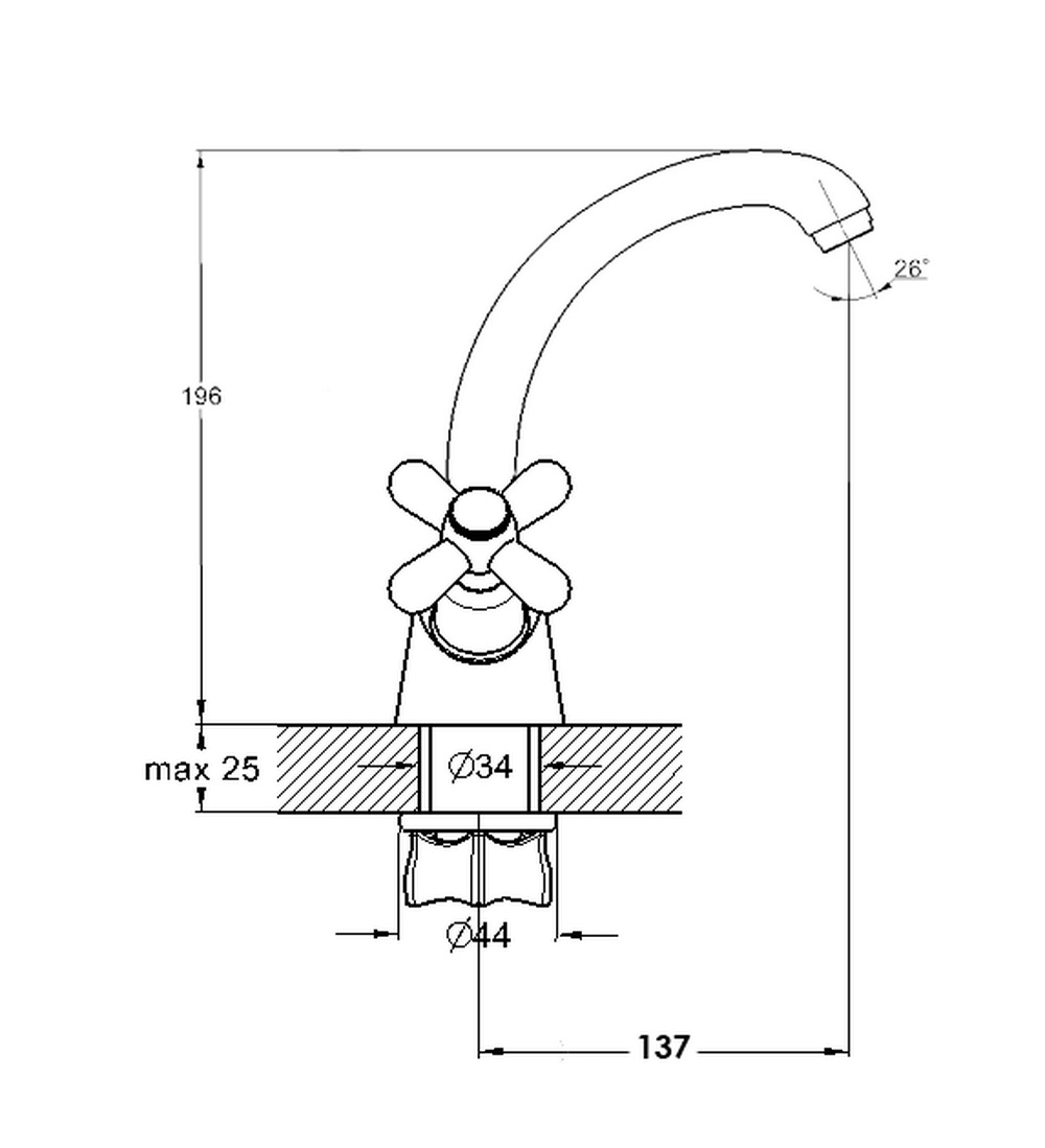 Смеситель для кухни G-lauf QSL4-C827 двухручковый латунь