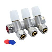 Коллектор с вентилями и евроконусами Ф3/4 ВР/НР 16ц*3 выхода