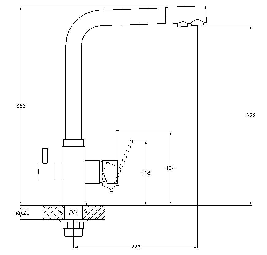 Смеситель для кухни G-lauf GEP18-A076 с подключением фильтра
