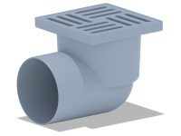 Трап ТА 1110 15*15 Ф110 горизонтальный, пластиковая решетка, серый 