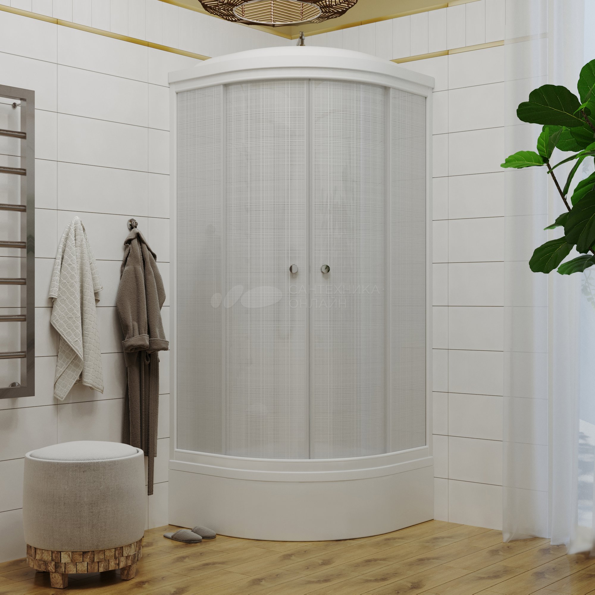 Душевая кабина 90*90 см средний поддон "Тритон" Лён