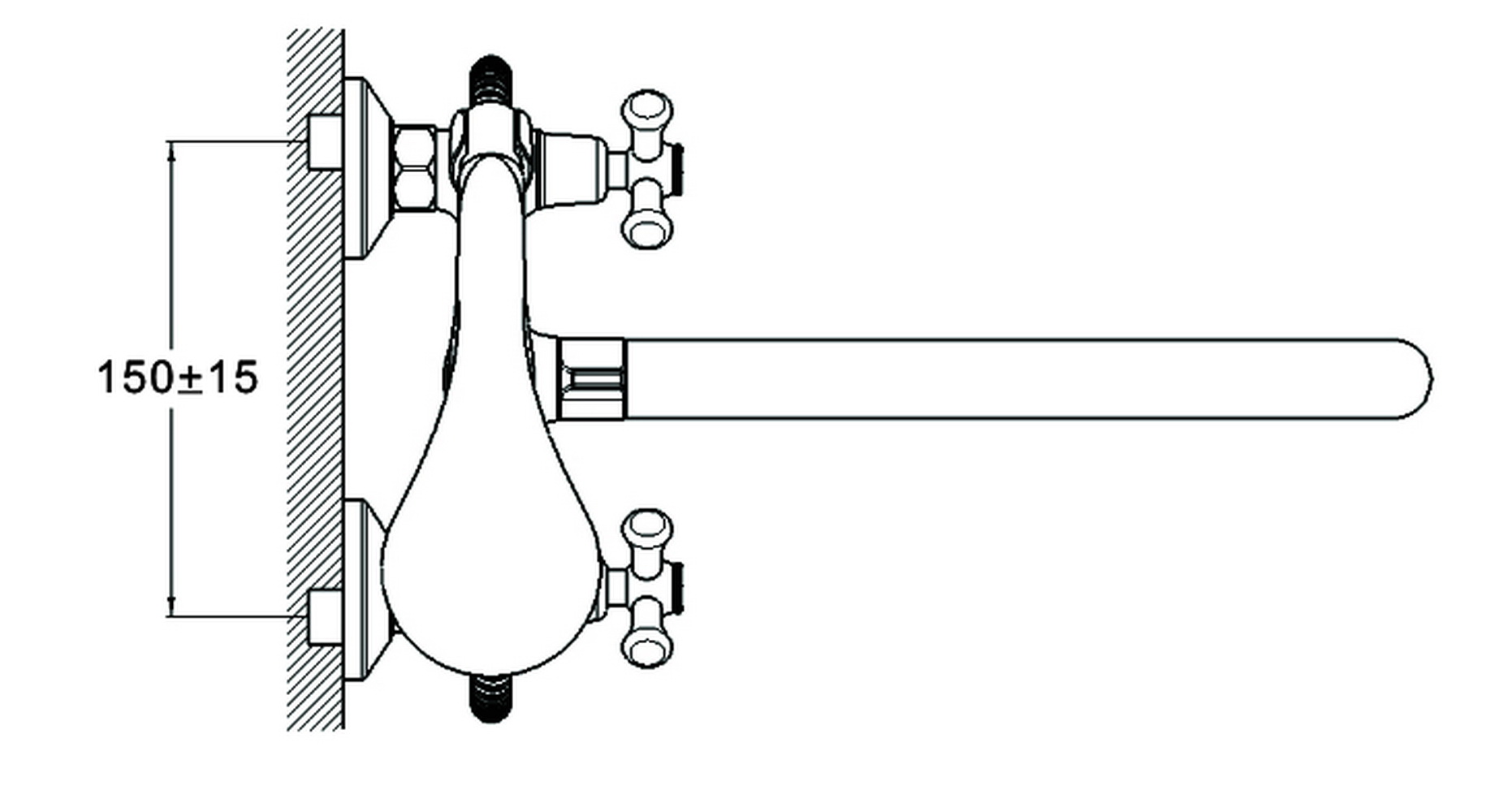 Смеситель для ванны G-lauf QST7-А827 двухручковый латунь