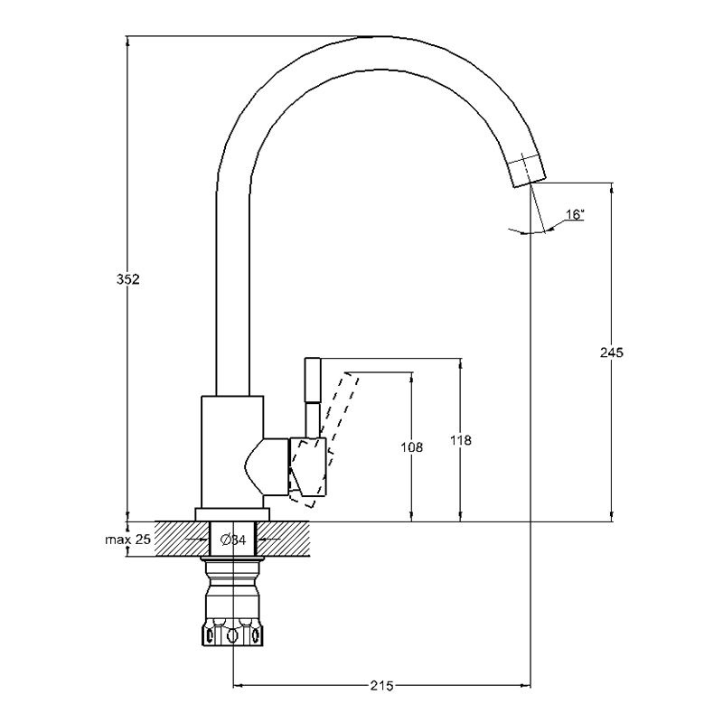 Смеситель для кухни Solone EZA4-D090PT нержавеющий