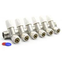 Коллектор с вентилями и евроконусами Ф3/4 ВР/НР 16ц*6 выходов