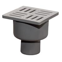 Трап РТП 10*10 Ф50 вертикальный пластиковая решетка серый 