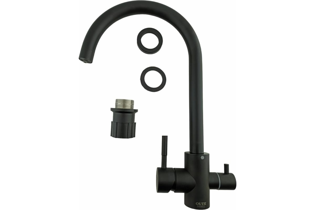 Смеситель для кухни OUTE T60203СK-300 с подключением фильтра черный