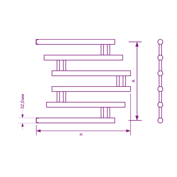 Полотенцесушитель нержавеющий ZOX ПМ4 50*60 ФОКСТРОТ 4
