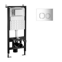 Система инсталляции WAVE двухрежимная кнопка А3 хром механика без унитаза 