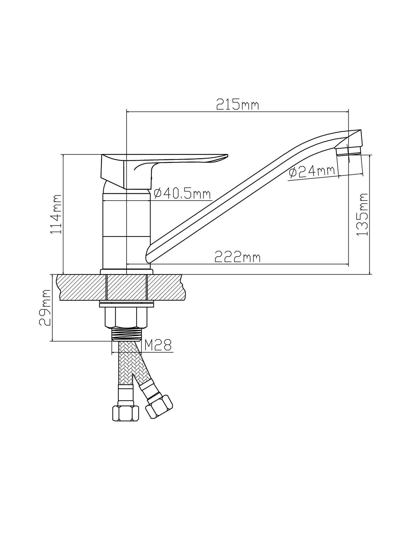 Смеситель для кухни BOOU B8274-14 латунь 