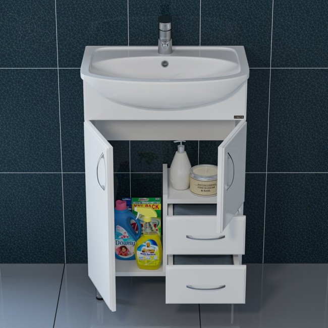 Тумба MDW УЮТ 55-3 (2 двери 2 ящика) с умывальником Уют 55