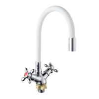 Смеситель для кухни BOOU ВА5318-1F-Е351А-В702 латунь гибкий белый