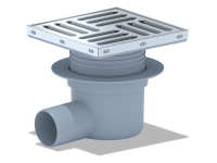 Трап TA 5612 15*15 Ф50 нержавеющая решетка горизонтальный разьёмный серый