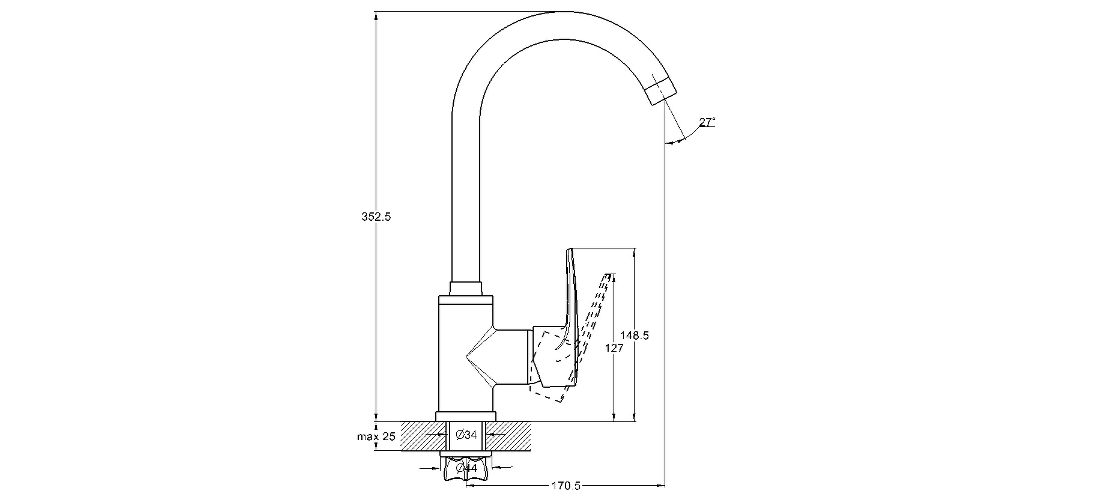 Смеситель для кухни G-lauf ZAR4-B181KS гайка песочный 
