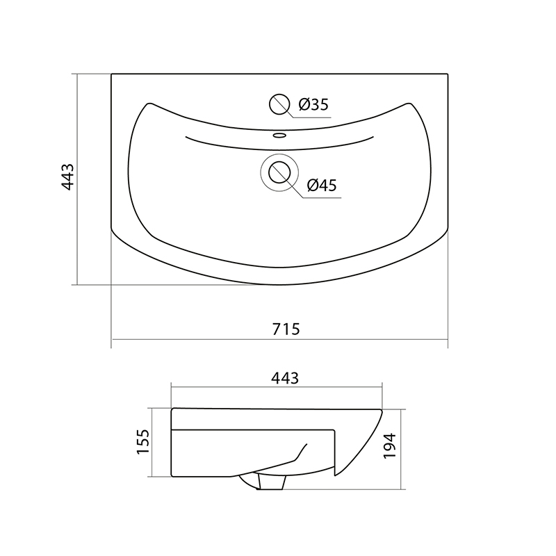 Тумба MDW БАЛТИКА 70-3  с умывальником Балтика 70