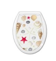 Сиденье для унитаза декор "РАКУШКИ НА БЕЛОМ"