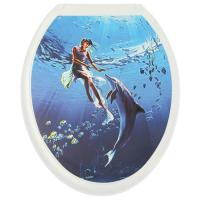 Сиденье для унитаза декор "ДЕВУШКА С ДЕЛЬФИНОМ"