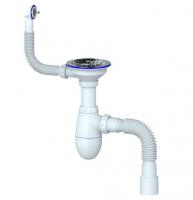 Сифон 3 1/2 В 426  UNICORN с круглым переливом, с гофрой