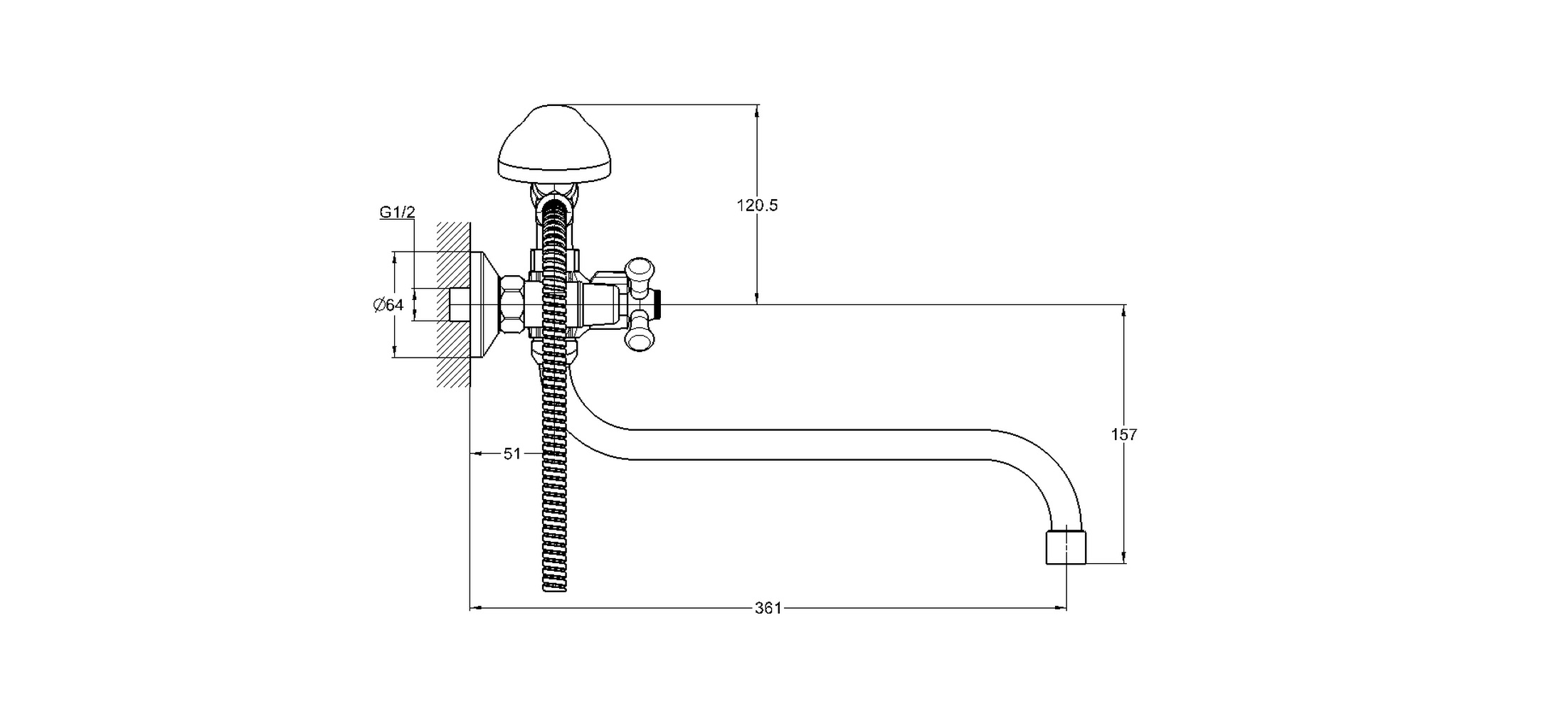 Смеситель для ванны G-lauf QMT7-A722 двухручковый