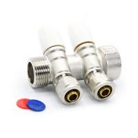 Коллектор с вентилями и евроконусами Ф3/4 ВР/НР 16ц*2 выхода