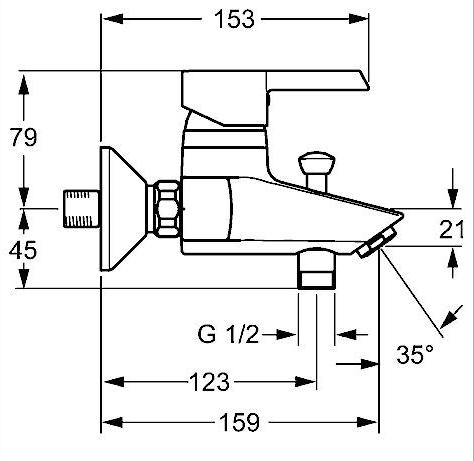Смеситель для душа HANSA PINTO 45112103 латунь (без шланга и лейки)
