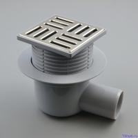 Трап ТQ 5602 10*10 Ф50 горизонтальный, нержавеющая решетка, разъёмный сухой