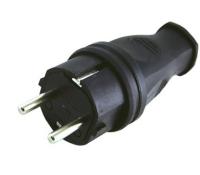 Вилка евро с заземлением 16А 1-2.SALE прямая черная каучук