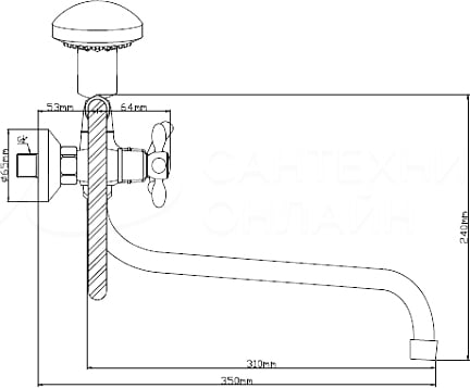 Смеситель для ванны BOOU BA5318-3-C007-B702 двухручковый латунь