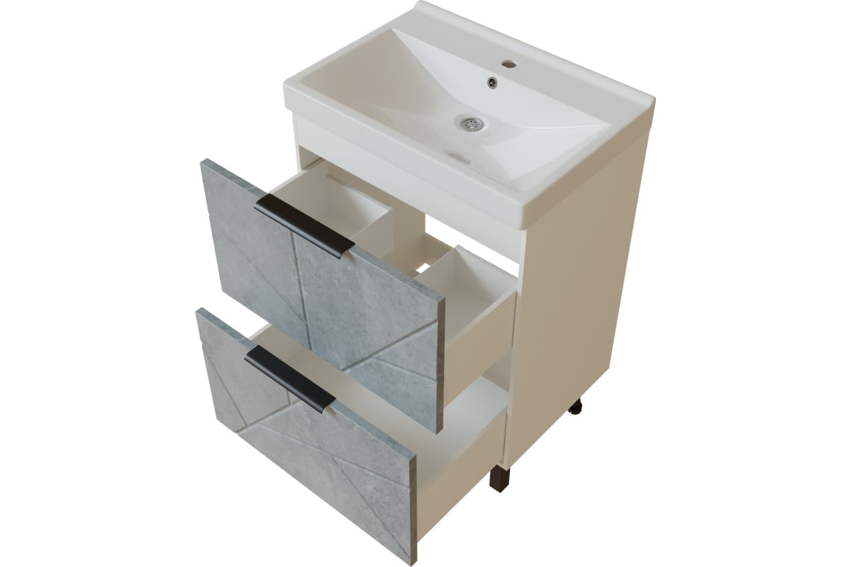 Тумба MIXLINE ГРАНД-60 Бетон с умывальником FEST-60