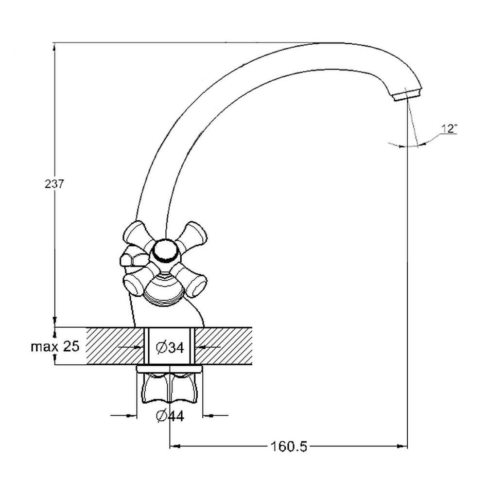 Смеситель для кухни G-lauf QTZ4-B856 двухручковый