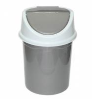 Ведро для мусора 14 л. с плавающей крышкой серый металлик/белый "Виолет"