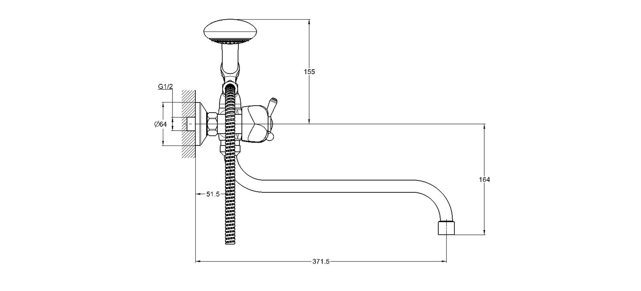 Смеситель для ванны G-lauf QTZ7-B827 двухручковый