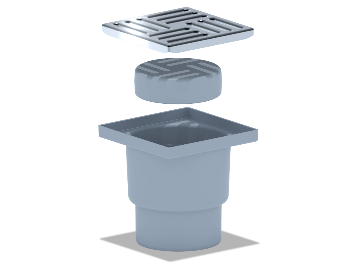 Трап TQ 1212 15*15 Ф110 вертикальный нержавеющая решетка сухой затвор