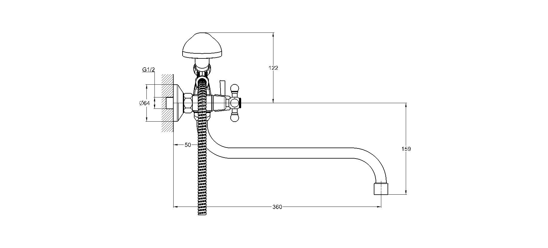 Смеситель для ванны G-lauf JML7-A605 двухручковый 