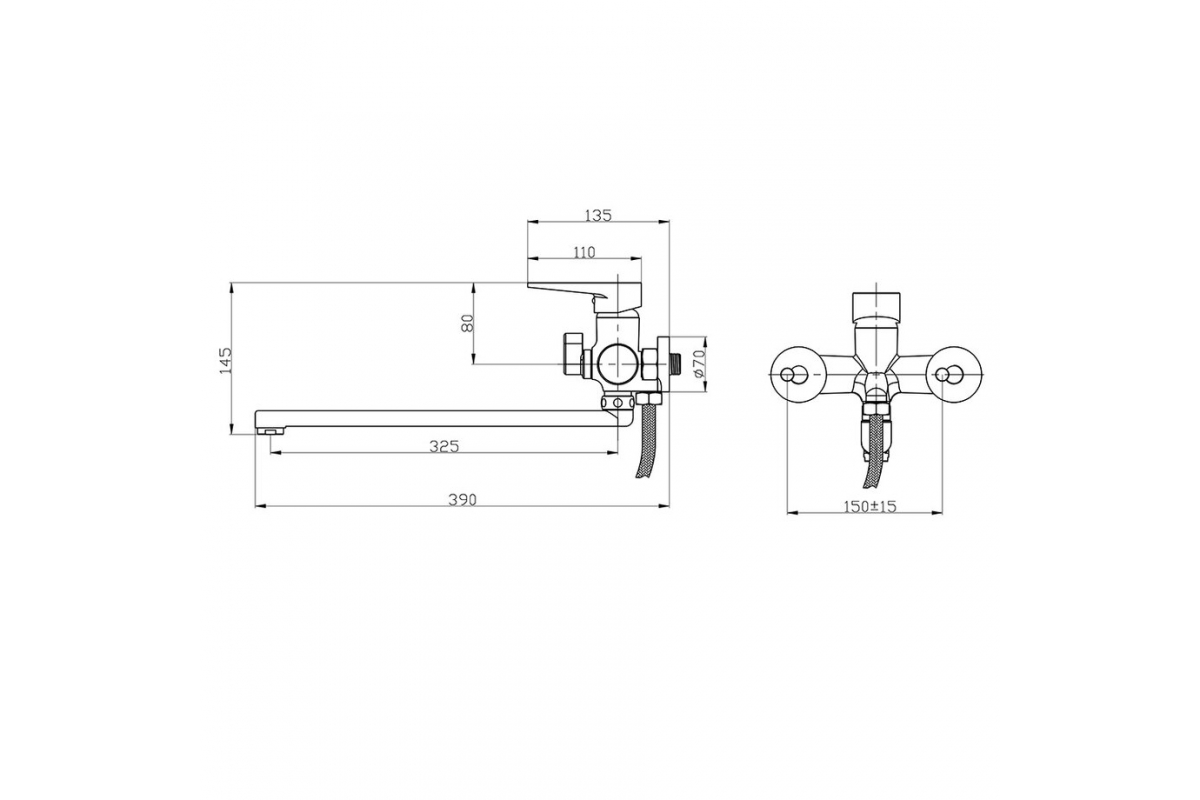 Смеситель для ванны РМС SL77BL-006E черный