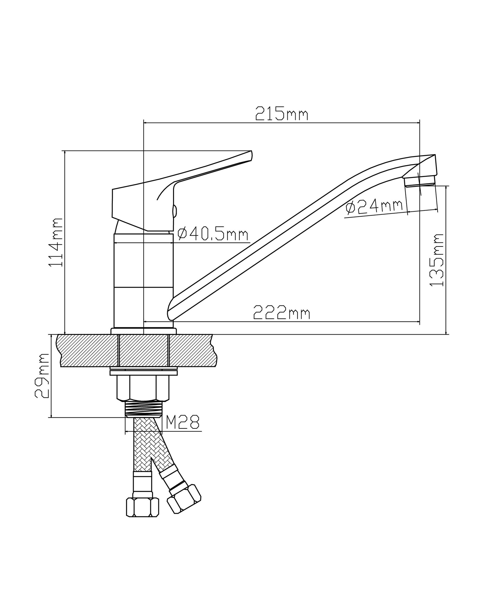 Смеситель для кухни BOOU B8290-14 латунь