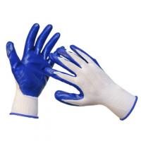Перчатки нейлоновые с нитриловым покрытием, бело-синие