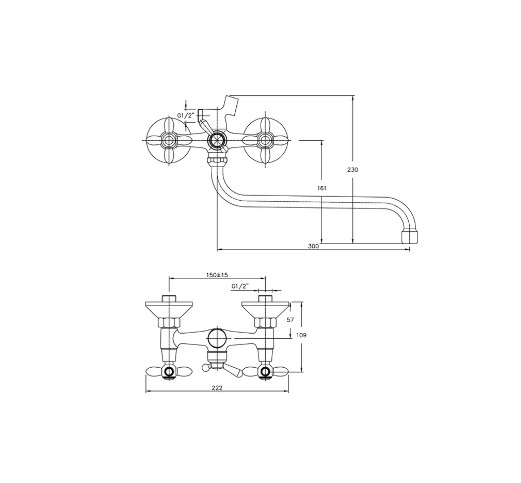 Смеситель для ванны HAIBA НВ2227-2 латунь