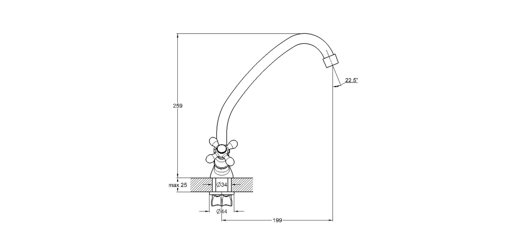 Смеситель для кухни G-lauf QFR4-A722 двухручковый 
