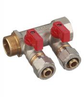 Коллектор Ф3/4 ВР/НР с кранами 16ц*2 выхода