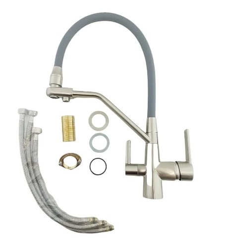 Смеситель для кухни Rainsberg R603CL-5 гибкий серый с подключением фильтра