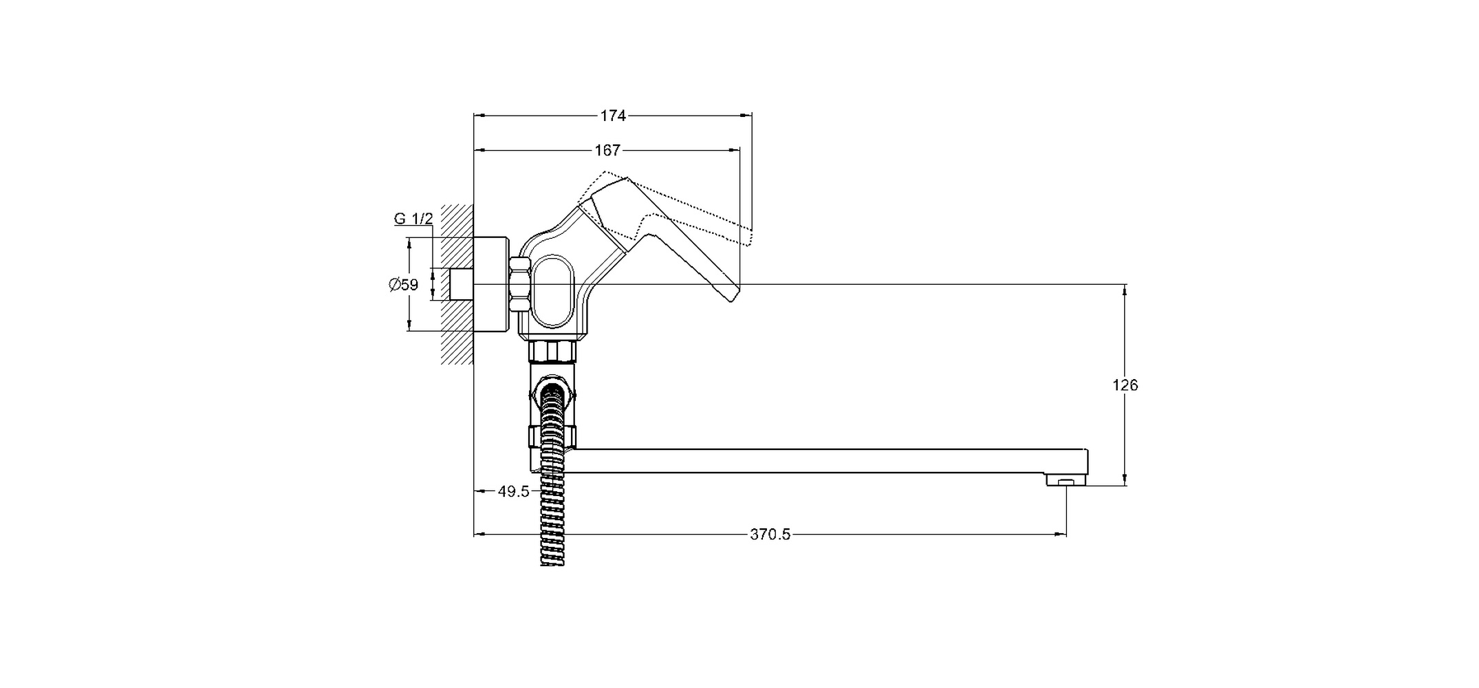 Смеситель для ванны G-lauf LEF6-А232 одноручковый выносной дивертор