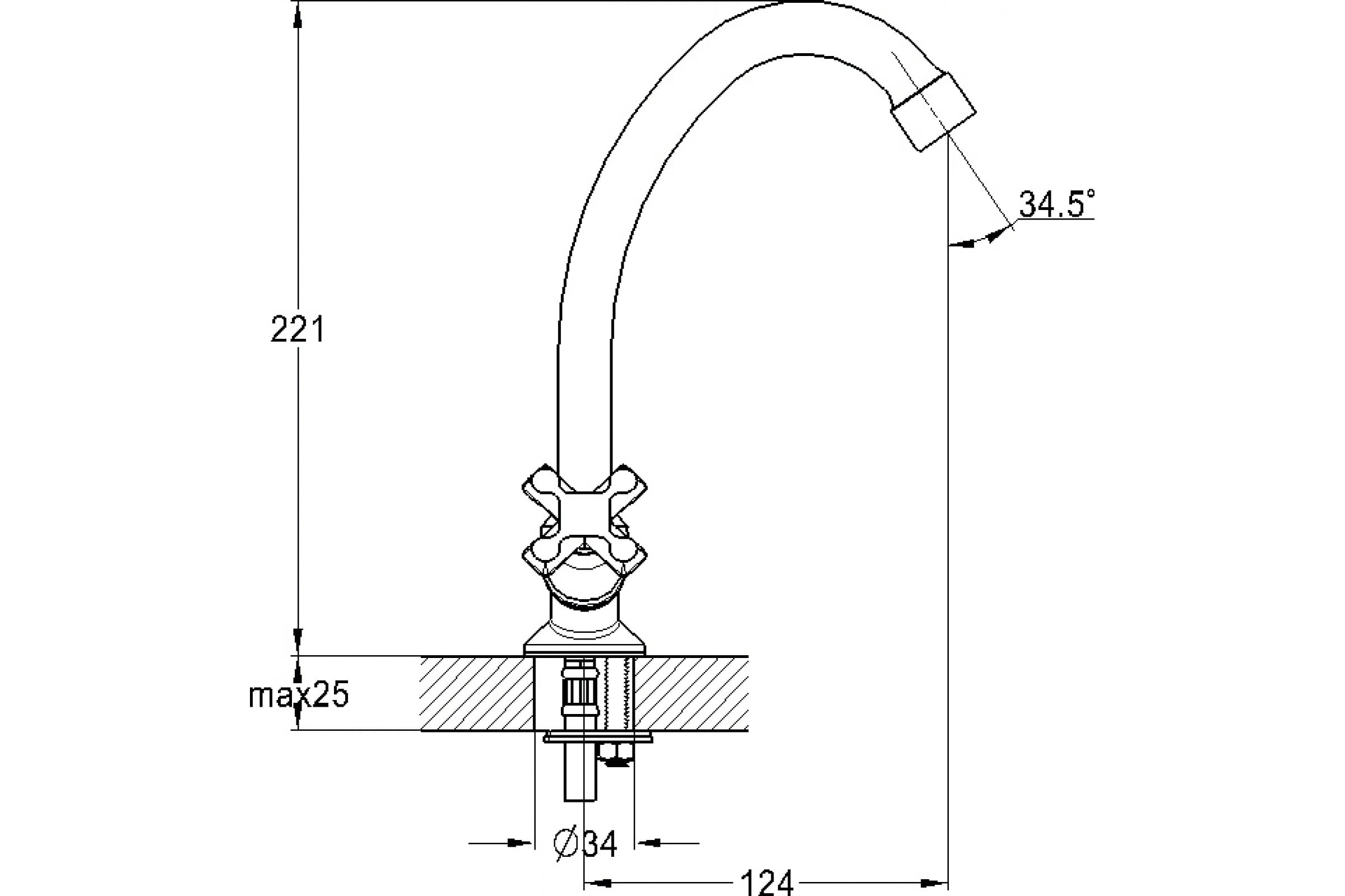 Смеситель для кухни Solone JIK4-А102-А без подводок двухручковый 