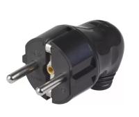 Вилка евро угловая с заземлением 16А черная